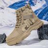 Camouflage canvas Martin boots men's high-top autumn and winter tooling rhubarb boots medium-top men's shoes western cowboy boots