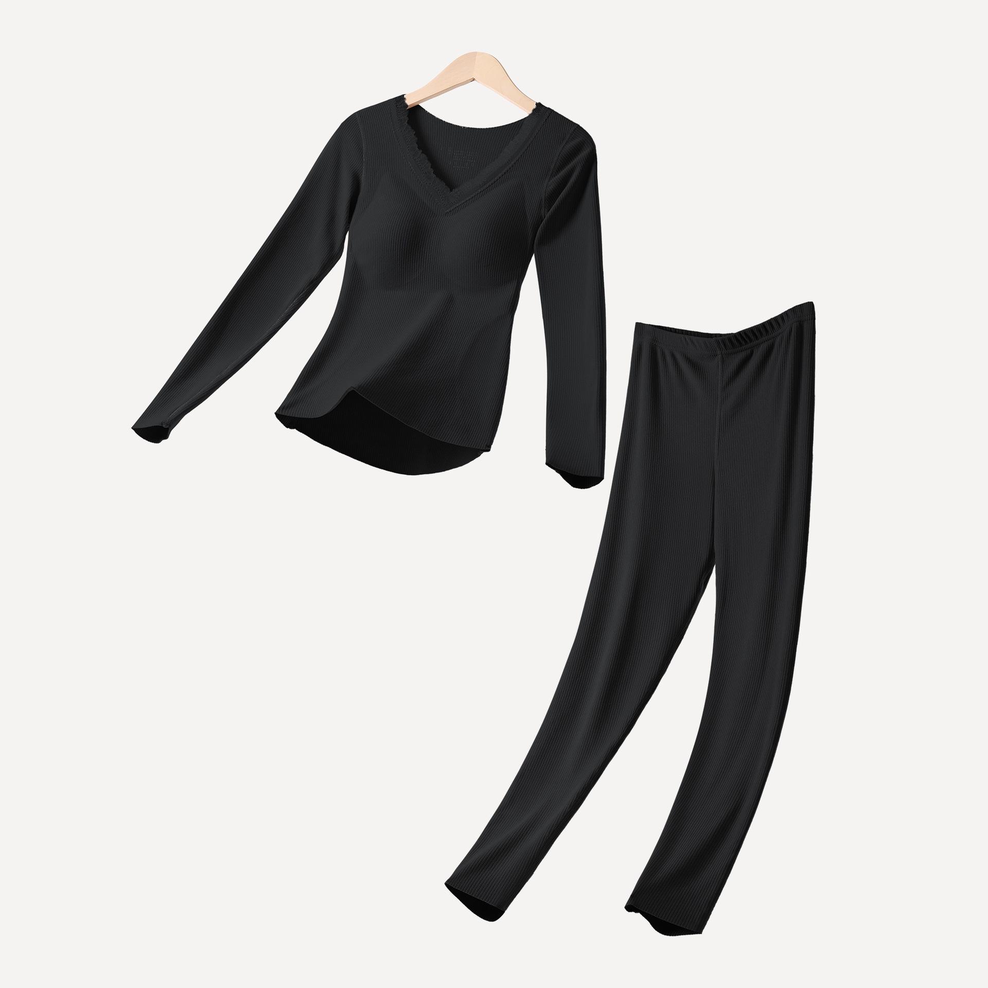 

Women s Cashmere Silk Lace Seamless Thermal Set with Chest Pads: Slimming Base Layer for Autumn/Winter M (90-110 jin)