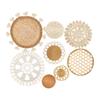 M-Modern-Boho Wall Basket Decor,Flat Woven Hanging Basket Round Tassels White Macrame Tapestry Wall Art 8 Pack