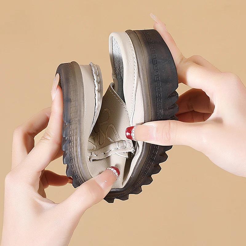 Flat Slip on Half Shoes for Women Slip-ons Flats Leather Casual Slippers Loafers Female Summer Sandalias De MujerChaussure Femme