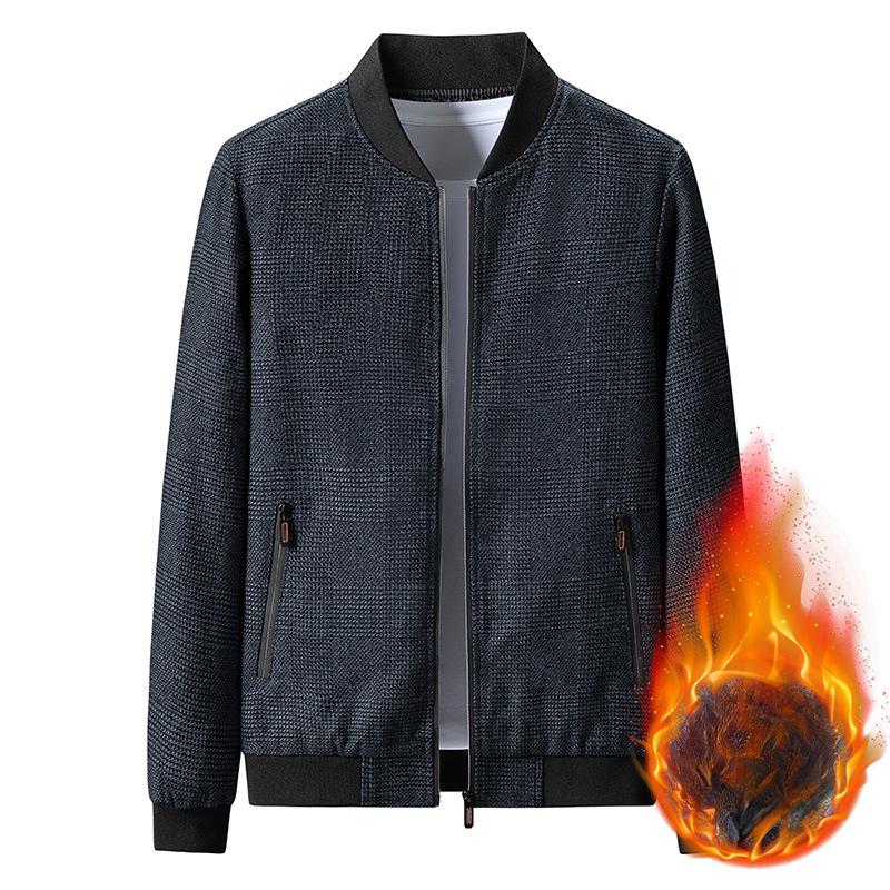 Spring and Autumn Casual Fleece Thickened Fashion Jacket Jacket Men's Baseball Collar Top Middle-aged Men's Dad