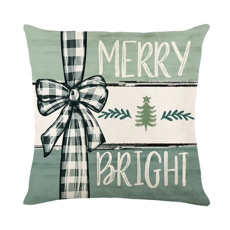New Autumn and Winter Christmas Small Fresh Linen Printed Christmas Pillow Cushion Home Cartoon Printed Pillow Case