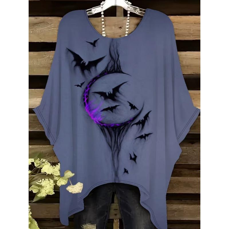 Fashion New Arrival Plus Size Bastet Egyptian Cat Goddess Print Women's Top Elegant Casual Style Round Neck Long Sleeve T-Shirt