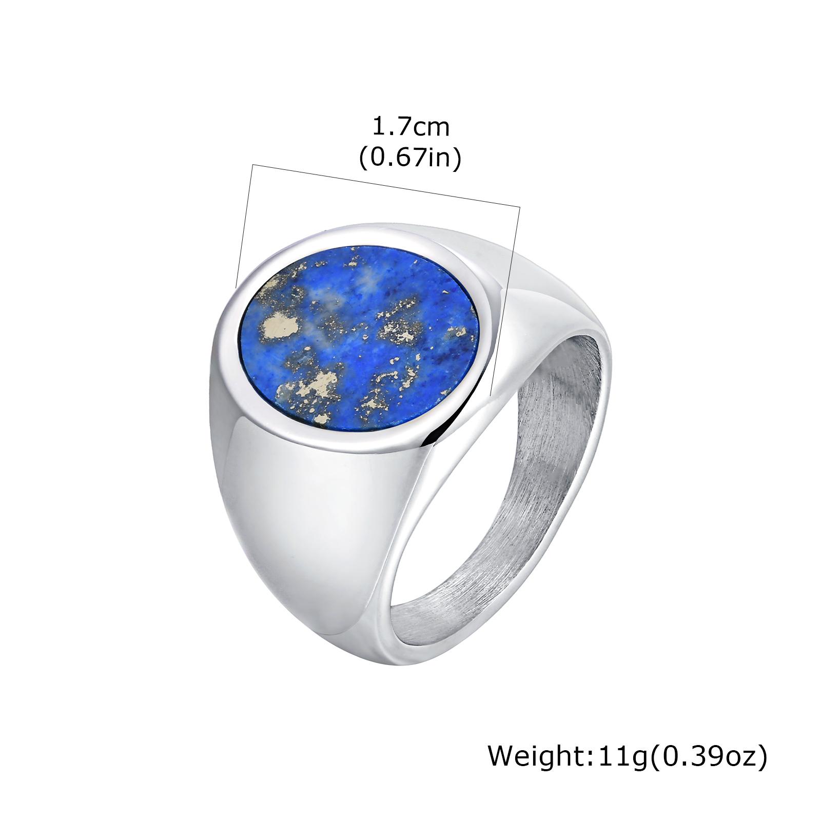 

Men s High Quality Stainless Steel Rings Natural Stone Fashion Round Signet Rings for Men Women Father Teens Simple Jewelry Gift 9 срібний