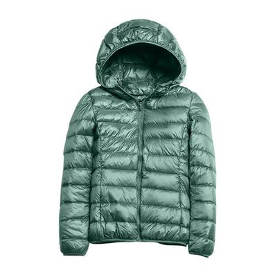 Women Winter Down Jacket with Hood And Zipper Pockets Zip-up Padded Solid Color