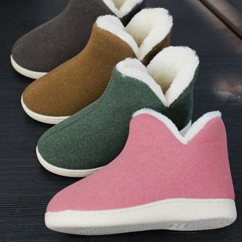 Teplé bavlněné boty Lehké vnitřní zesílené fleecové a chlupaté boty Vysoké zateplení Protiskluzové bavlněné pantofle Sněhule