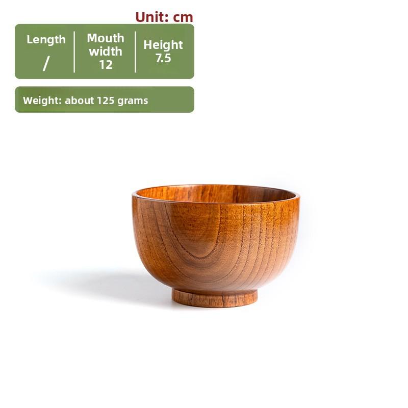 Retro Japanese-style Solid Wood Tableware Rice Bowl Household Large Soup Bowl Baby Wooden Bowl Sour Jujube Wood Adult Bowl