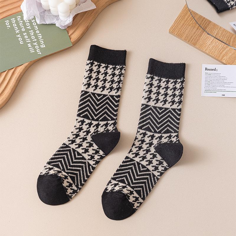 

Носки Double Needle Double Road женские носки легкие роскошные брендовые дизайнерские модные ретро универсальные хлопковые носки Zhuji average size