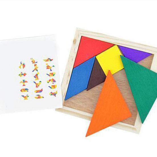 Colorful Wooden Tangram Brain Teaser Puzzle Educational Developmental Kids Toy
