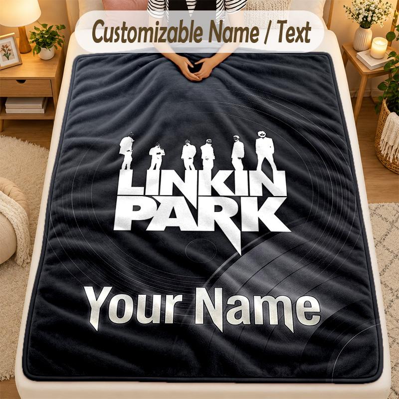 Flannel BlanketLinkin Park Custom Name Text Personalized Soft Warm Throw Blanket Home Decor Gift