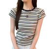 Women's Summer 2025 Popular Striped Short Sleeve T-shirt | Unique & Stylish Straight Shoulder Design
