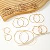 Hot-selling gold ear buckles, stacked wearing large round earrings, beating pattern twist popular popular circle earrings 1-piece set