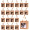 15 Stück Kraftpapier-Geschenktüten mit Sichtfenster und robusten Polyestergriffen, rechteckig, in kräftiger Holzoptik, tragbare Boutique-Tüten für Blumensträuße und Gastgeschenke