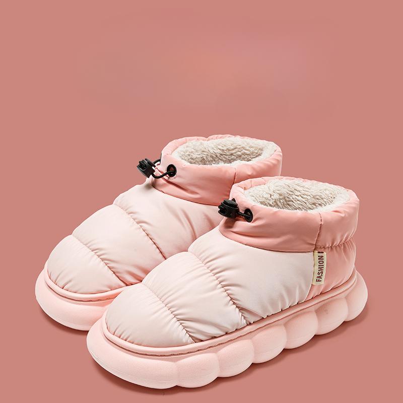 Dame og menn Vanntett Komfort Vinter Varm Faux Fleece Fuzzy Ankel Bootie Tøfler Plysjfôr Slip-on Hussko Anti-skli såle