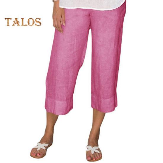 Pantaloni Dama Talie Elastica Talie Medie Picior Larg Pantaloni Casual cu Buzunare Culoare Solida Pantaloni Lungi Port Zilnic