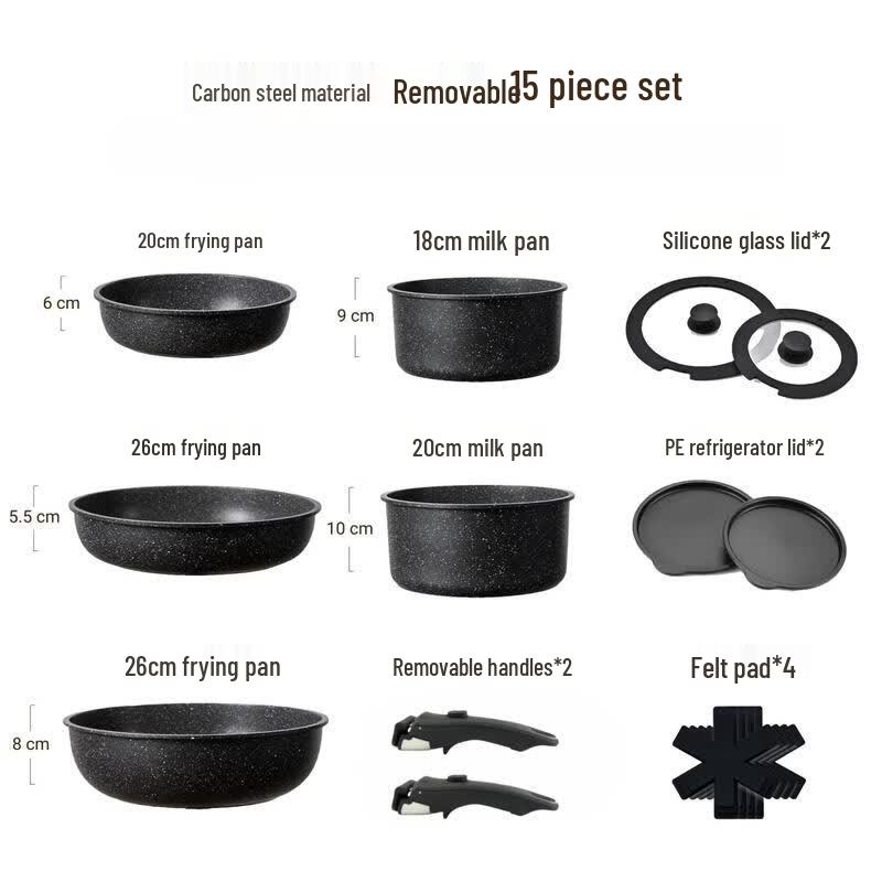 Kitchen8 Detachable Handle Non-stick Cookware Set