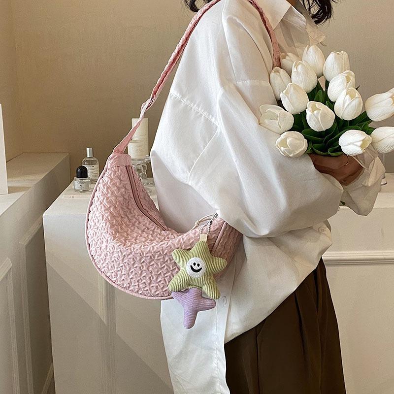 New Sweet and Cute Canvas Bag Trendy Simple Dumpling Bag Student Bag Versatile Bag