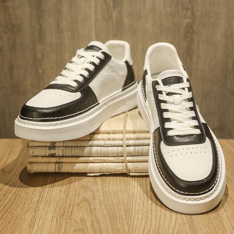Fashion Spring Autumn Fashion Men's Casual Shoes Mens Breathable Leather Sneakers Thick Sole Lightweight Shoe Male Platform Skate Shoes