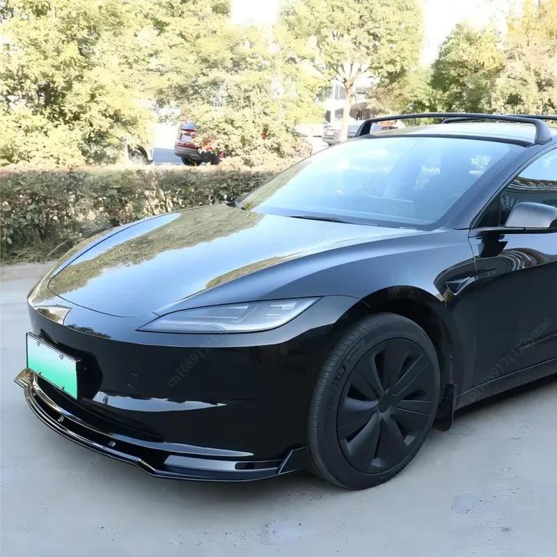 Voor Tesla Model 3 Highland 2024 Auto Voorbumper Lip Kin Spoiler Splitter Diffuser Bodykits Tuning ABS Kunststoffen Glanzend Zwart Nieuw