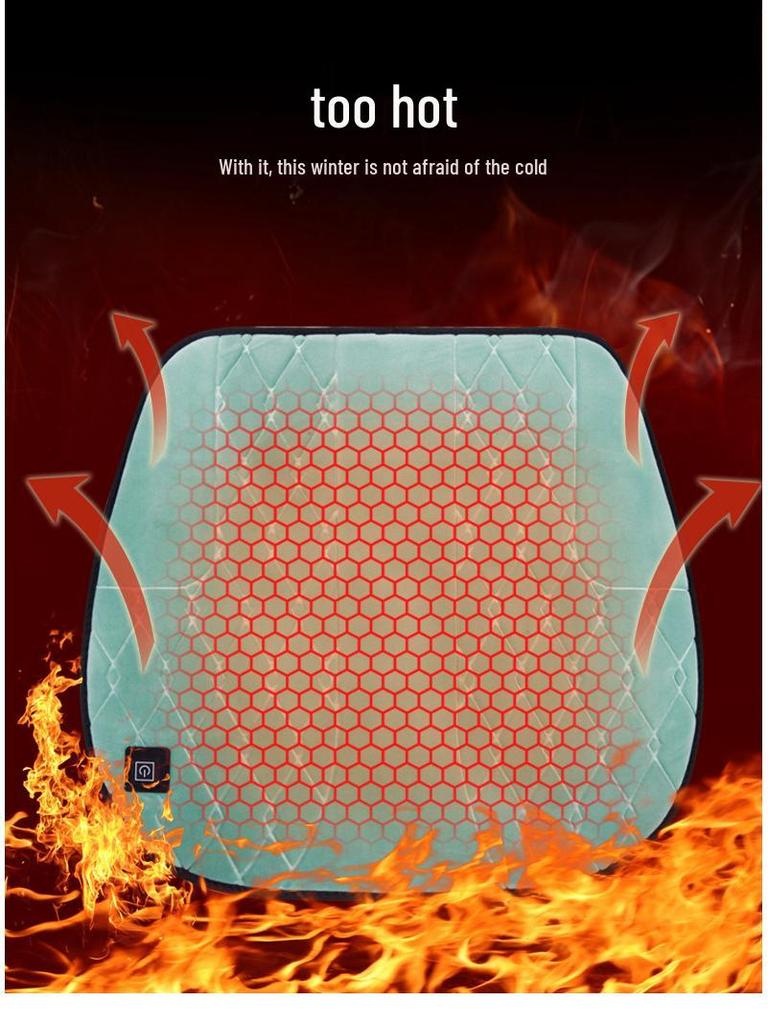 USB Graphene Heated Seat Cushion - Office & Car Use, 5V Quick Heating, Plush Warmth, Winter Embroidered Design