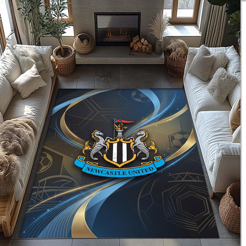 Tappeto in Velluto di Cristallo con Stampa di Calcio del Newcastle United, Comodo Assorbente d'Acqua Antiscivolo Tappeto per Pavimento Interno