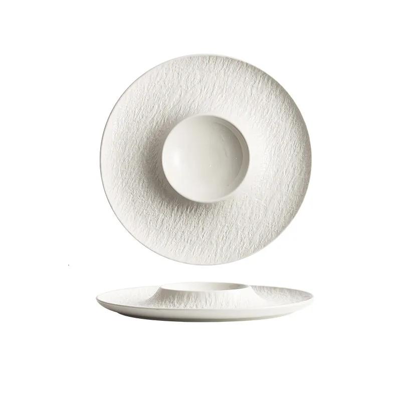 Nordic Ceramic Straw Hat Plate Hotel Restaurant Dessert Salad Steak Plate Food Decoration Plate Home Kitchen Creative Tableware