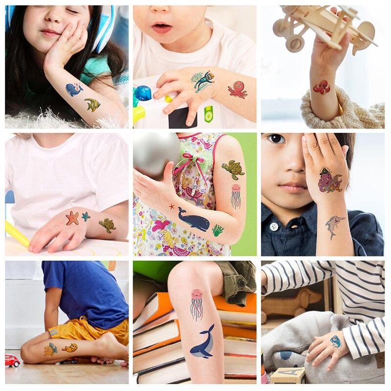 30pcs Children's Tattoo Stickers Kids Girl Boy Body Paster Unicorn Butterfly Mermaid Animal Dinosaur Ocean Car Cartoon Stickers