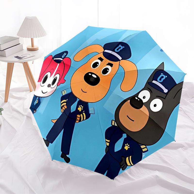Policemen, Cartoon Automatic Opening and Closing, 8 rib Structure Portable Umbrella, Suitable for Men and Women in All Seasons Perfect Gift