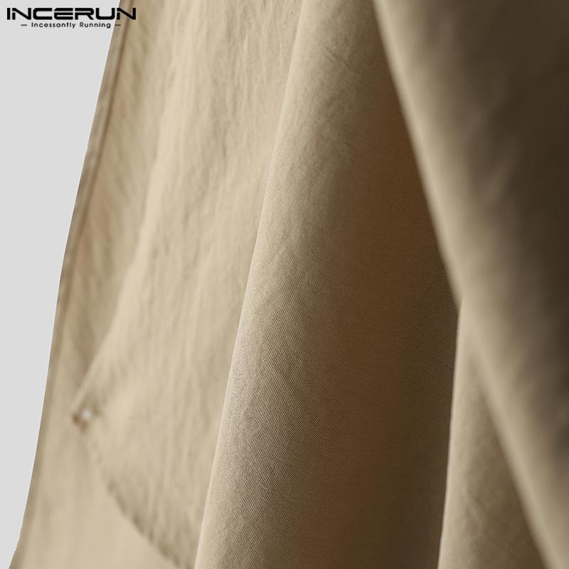 INCERUN Herre Elastisk Midje Uregelmessige Lag Casual Løse Lange Bukser Vide Ben Bukser