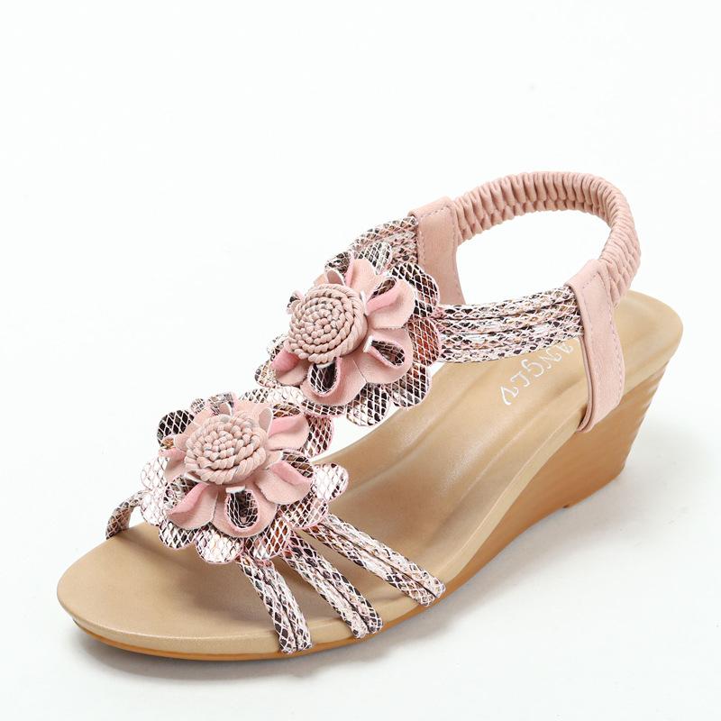 

Fairy wind roman wedge sandals female summer flower platform muffin sandals - 38
