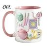 Taza de Cerámica Apta para Lavavajillas, con Diseño de Patrón de Tejido 3D, Gran Capacidad, Práctica para Microondas, Taza de Café Duradera, Taza de Té, para Amantes de las Manualidades