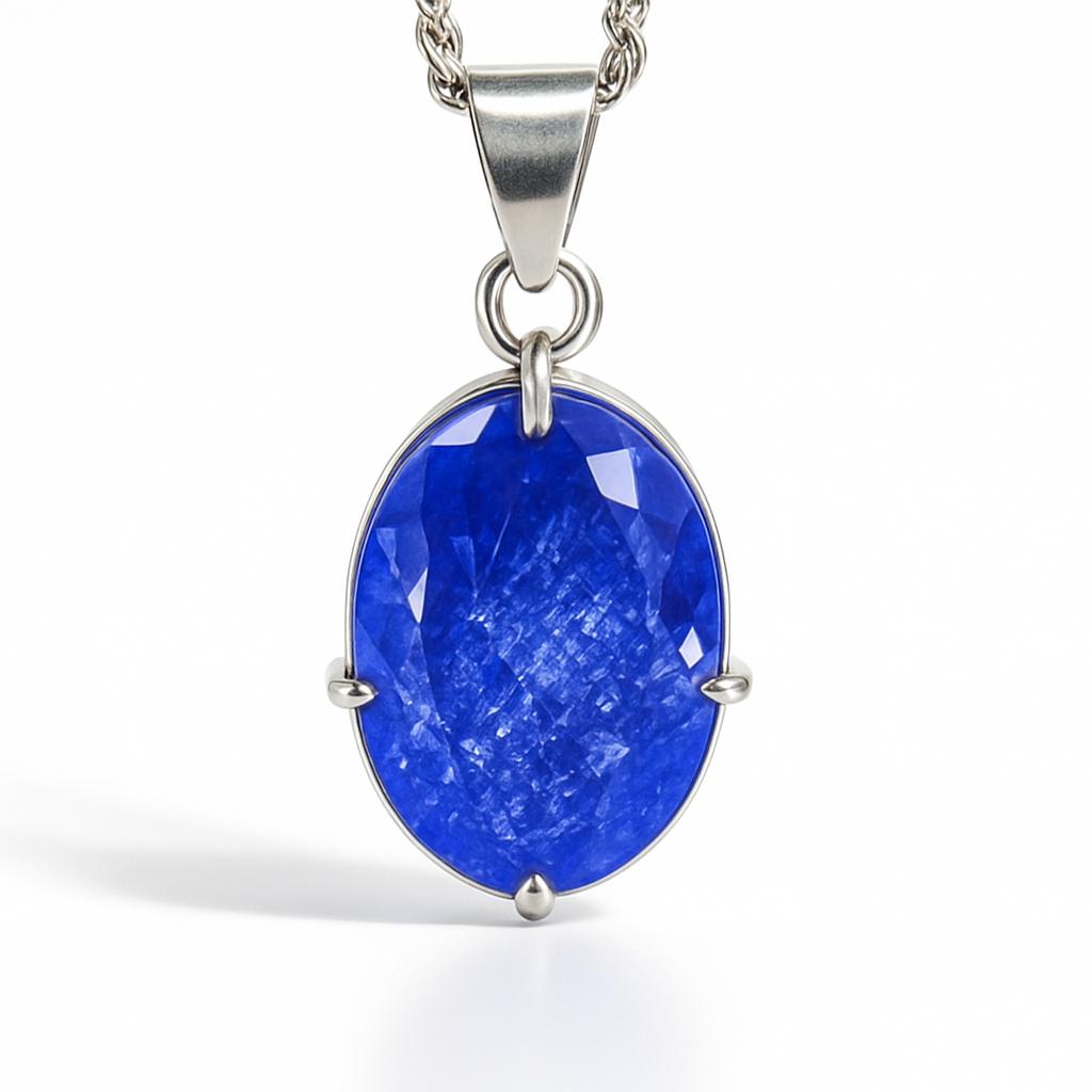 Oval Cut 65.80 Ct Natural Sapphire CERTIFIED 925 Sterling Silver Purple Pendant AI-110-NS
