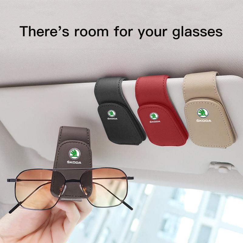 CWWR6 Car Eyeglass Holder Glasses Storage Clip for Skoda Octavia Kodiaq Fabia Superb Karoq Auto Sunglasses Holder Interior Accessories