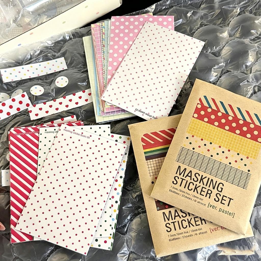 27PC Mix Retro Polka Dot Ins Hand Account Sticker Card Packaging Hand Account Splicing Diy Decorative Korean Material Paper Gift