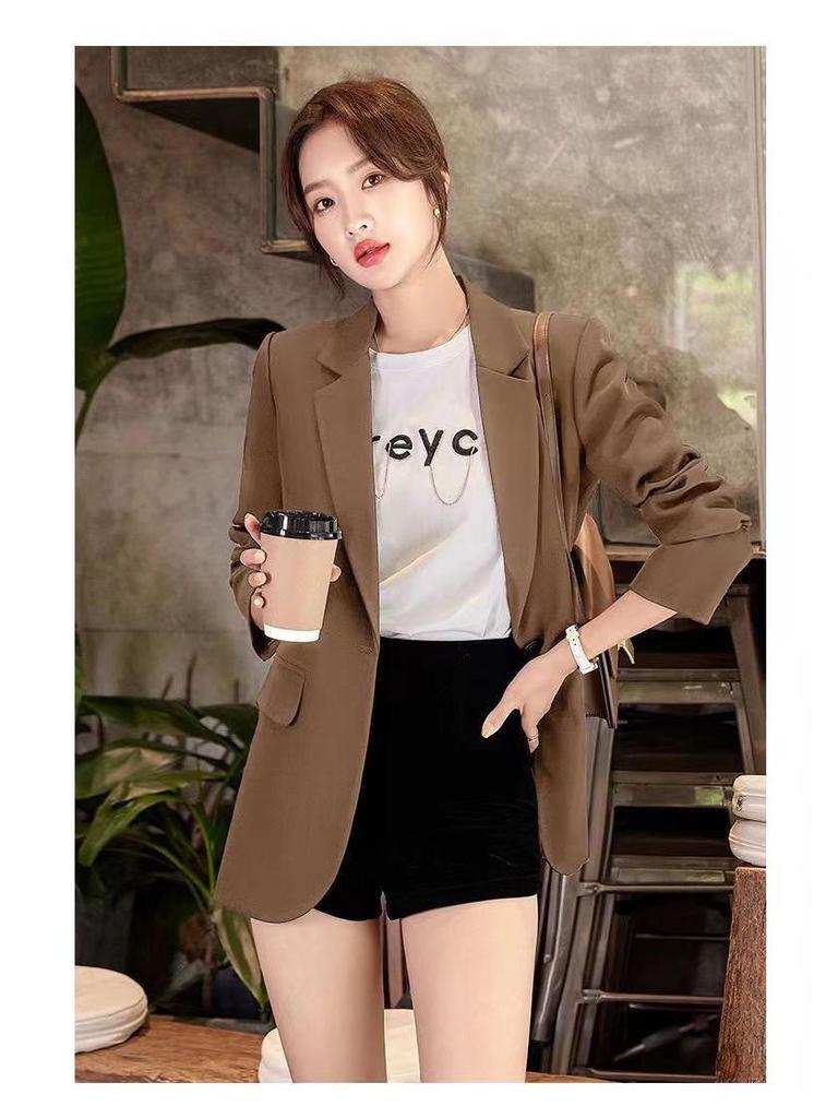 Women's 2023 Cross-Border Casual Suit Jacket for Petite Sizes with Back Slit Design