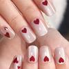 24Pcs Heart Pattern Short Square Press On Nail Fashion Cats Eye False Nail Suitable For Adults And Children