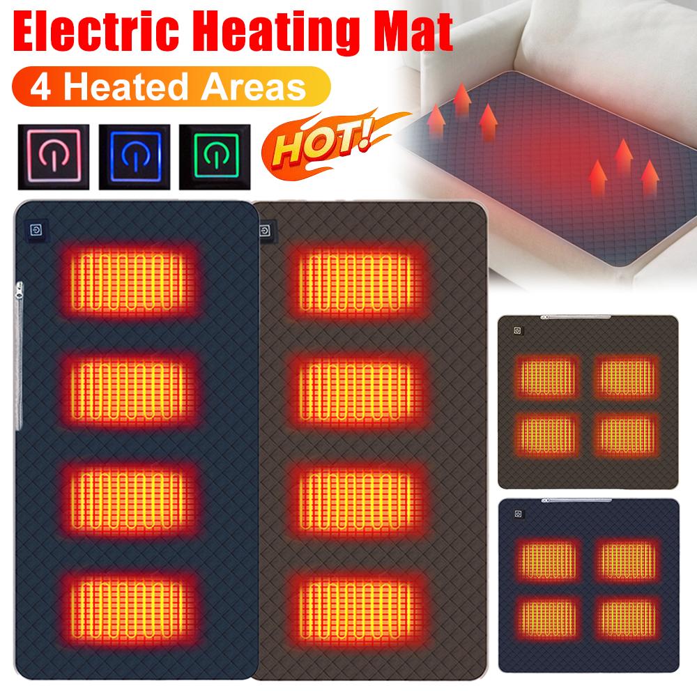 4 Heated Areas Electric Heating Pad USB Heated Cushion Winter Warm Pads for Outdoor Travel Camping Sleeping Chair Heated Mat