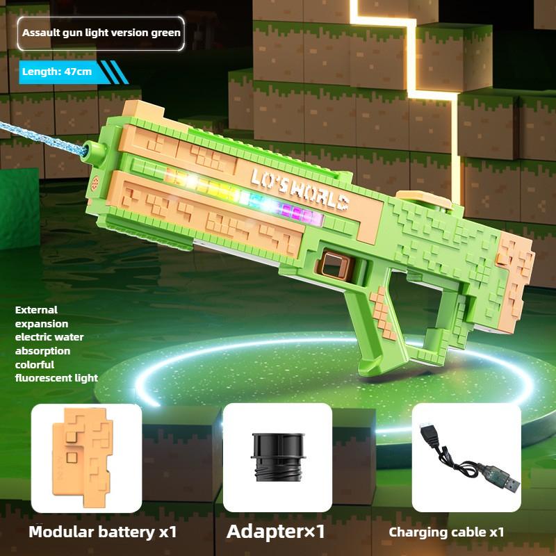 

Water Gun with Recoil Slide Multi-Color LEDs High Capacity Summer Pool Toy for Kids Adults Interactive Outdoor Water Battle Game
