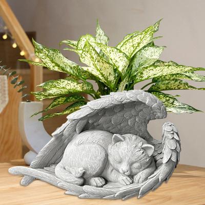 Yousheng Personalizowany Kamień Pamięci Kota do Ogrodu Żywiczny Nagrobek Oznacznik z Wieczną Miłością i Pamięcią Rzeźba Anioła Stróża Emocjonalna Pamiątka