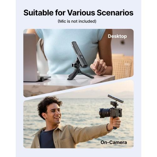 BOYA Magic Tripod Stand for Desktop Microphones with Non-Slip Rubber Feet, Foldable Desk Microphone Stand for Gaming, Podcasting, Meetings, and Chatti