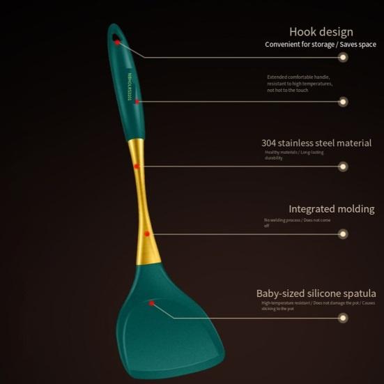 Silicone Kitchen Utensil Non-Stick Heat-Resistant Spatula Ladle for Cooking Baking Food-Grade Dishwasher Safe Cooking Tool with Hanging Hole