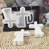 Cross Little Boy And Girl Prayer Candle Plug Silicone Mold Diy Gypsum Candlestick Base Decorative Ornament Resin Mold Handicraft