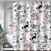 Cute Cat Cartoon Pet Cat Kitten Bathroom Curtain,Cat Paw Print Cat Lover Bath Curtain Polyester Waterproof Bathroom Curtain Wi