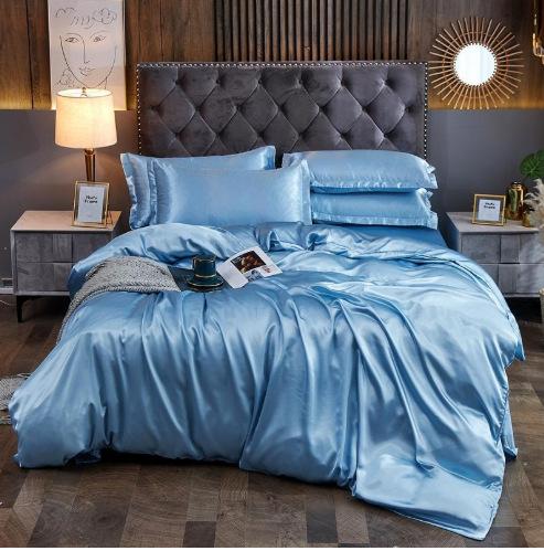 Solid Color Simulated Silk Bedding European And American Single Sheet Quilt Cover Pillowcase Four-Piece Set