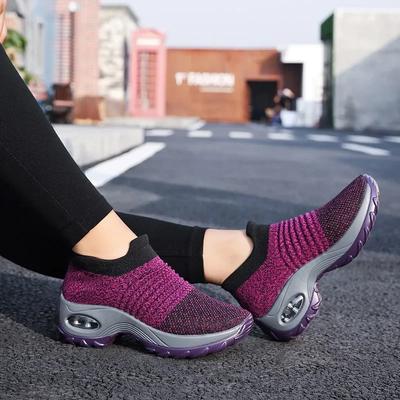 Damen Sneaker Freizeitschuhe Mesh Rund Shap Luftpolster Farblich passend Atmungsaktiv Rutschfest Damen Flach Große Größe 44