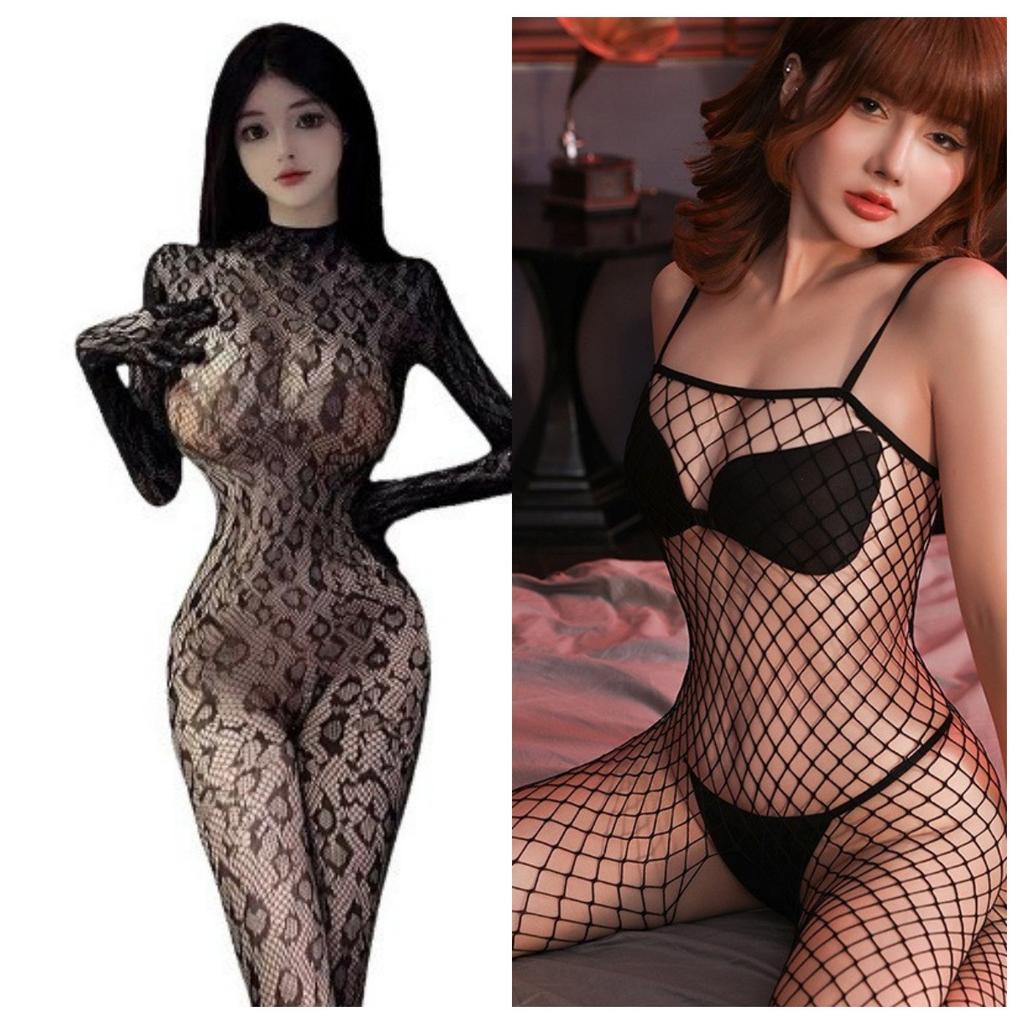 Sexy Lingerie Tight Sexy Suit Uniform Seduction Women's Transparent Open Crotch Mesh One-piece Stockings Mesh