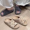 Thick bottom round head Birkenstock drag fish mouth open-toed cool slippers one pedal heavy industry rivets flower slippers