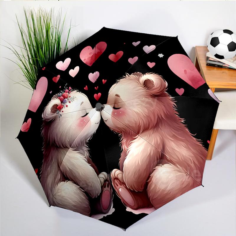 Cartoon Teddy Bear Umbrella Automatic Open/close, Sturdy Iron Frame & 8-Rib Struct, Umbrella for Women & Men, Christmas Gifts