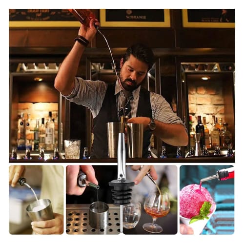 Set of 8 Stainless Steel Pourers for Cocktails, Wine, and Whiskey (A)