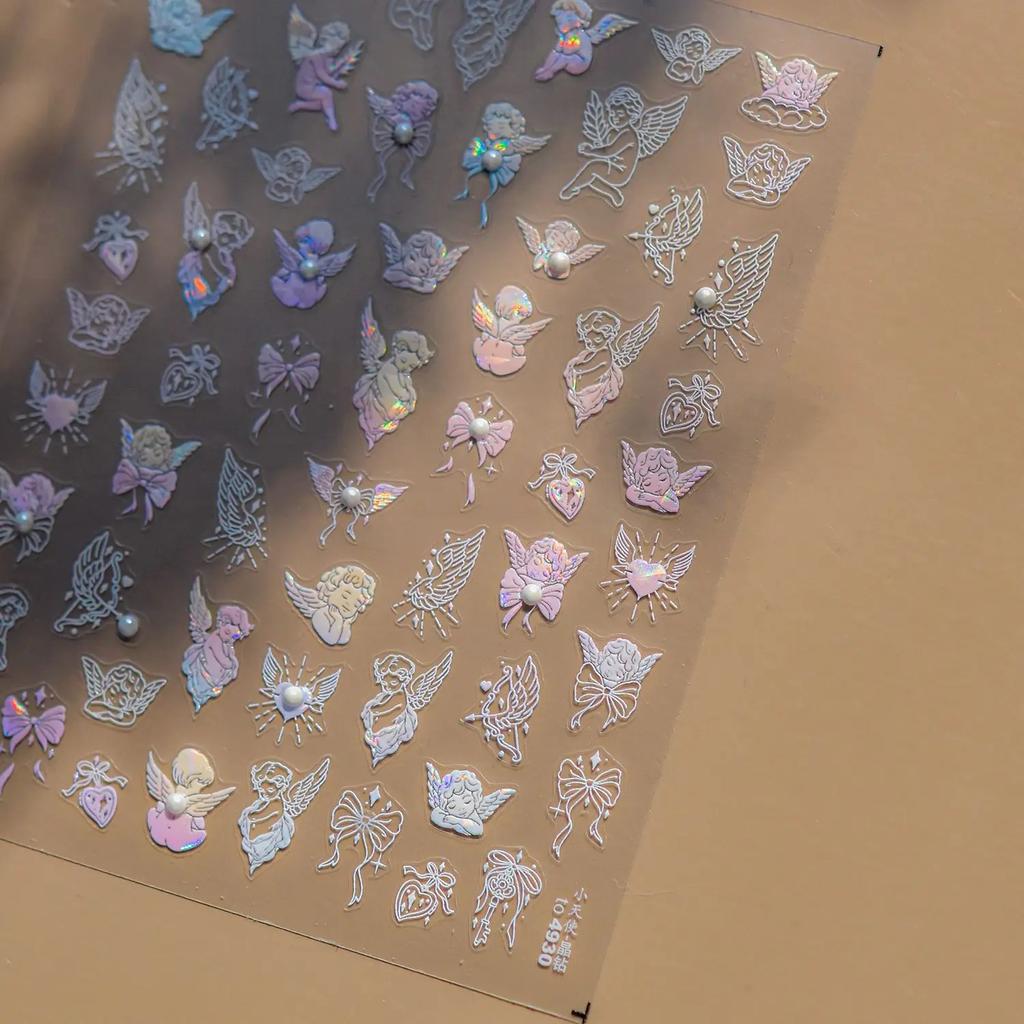 White Flower Petal Cherry Blossom Peach Blossom Falling Petal Floral Gradient 5D Self Adhesive Nail Art Sticker Manicure Decals